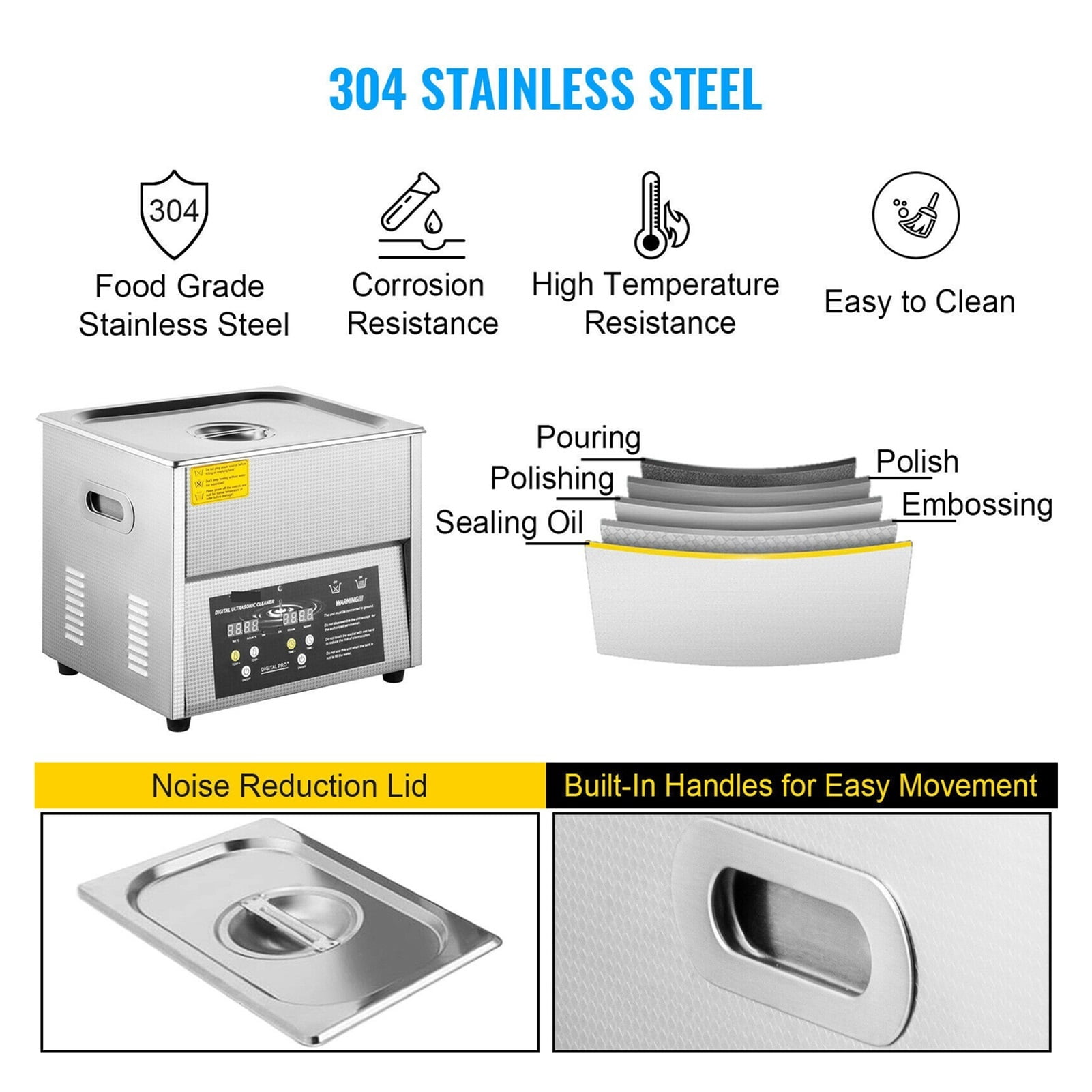 Ultrasonic Cleaner W/ Degassing Function Portable Washing Machine Ultrasound Bath Diswasher Sonic Home Appliance 3L 6L 10L ,Strong Cleaning