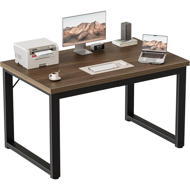 unbranded 40 Inch Computer Desk, 1.2" Thick Modern Simple Study Writing Table, Heavy Duty Industrial Office Desk for Home Bedroom Workstation, Walnut