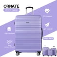 thumbnail image 3 of Tripcomp Hardside Luggage Set 3-Piece Set (21/25/29) Lightweight Suitcase 4-Wheeled Suitcase Set(Purple), 3 of 12