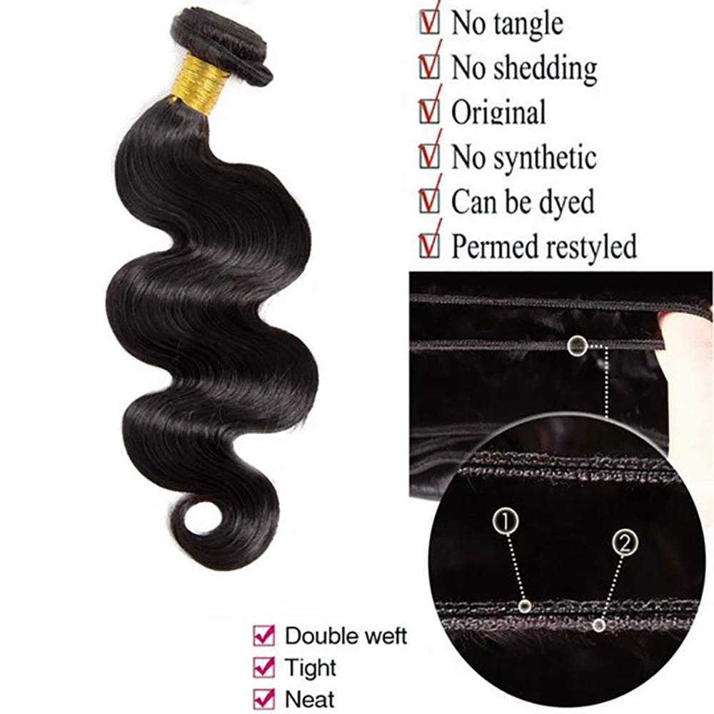 YYAo Human Hair, Hairpiece, Wig,Hot selling Unprocessed Virgin Hair Body Wave Natural Black Color 100 Human Hair Bundle 8 in to 30 In