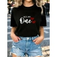 thumbnail image 1 of Valentine's Day Couples Matching Gift For Women Friends Family Print Women's T-Shirt Casual Short Sleeve T-Shirt For Valentine's Day, Fun Graphic Tops For Women, Best For Valentine's Day Outfits, 1 of 6