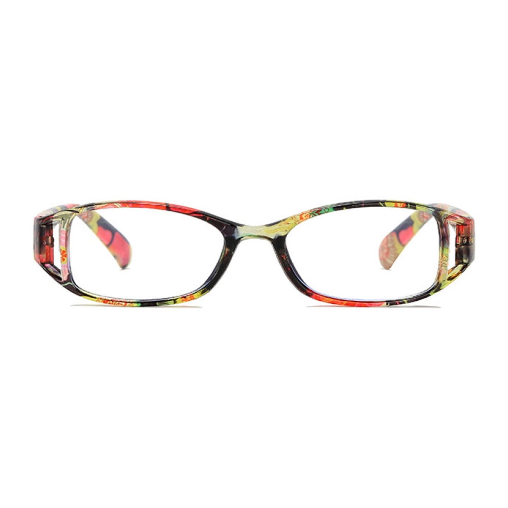 4 Pairs of Women Small Rectangular Anti-blue Light Reading Glasses 3.50 Printed Ultra-light Readers +3.50 Strength