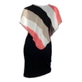 thumbnail image 2 of eVogues Plus Size Layered Poncho Dress Stripe Print Coral 1761, 2 of 3