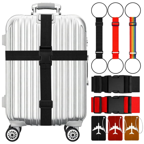 START MAKERS 8 pack Luggage Straps Suitcase Tags Set, Travel Adjustable Suitcase Belt Silicone Luggage Tags with Name ID Card Man Women Travel Accessories