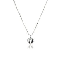 Brilliance Fine Jewelry Sterling Silver Rhodium Plated Puff Heart on Beaded Chain Necklace, 16" 2"