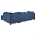 thumbnail image 3 of Malone 111 in. Navy Blue Suede 4-Seater Sectional Sofa with 2-Throw Pillow, 3 of 4