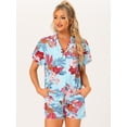 thumbnail image 2 of Conjunto de camisa y pantalones cortos Allegra K hawaianos mujer 2023 verano Cielo Azul XS, 2 of 6