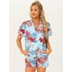 thumbnail image 2 of Conjunto de camisa y pantalones cortos Allegra K hawaianos mujer 2023 verano Cielo Azul XS, 2 of 6
