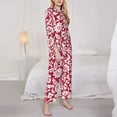 thumbnail image 4 of Junzan Red Flowers Print Womens Pajama Sets,Long Sleeve Button Down For Women Pjs 2 Piece, 4 of 9