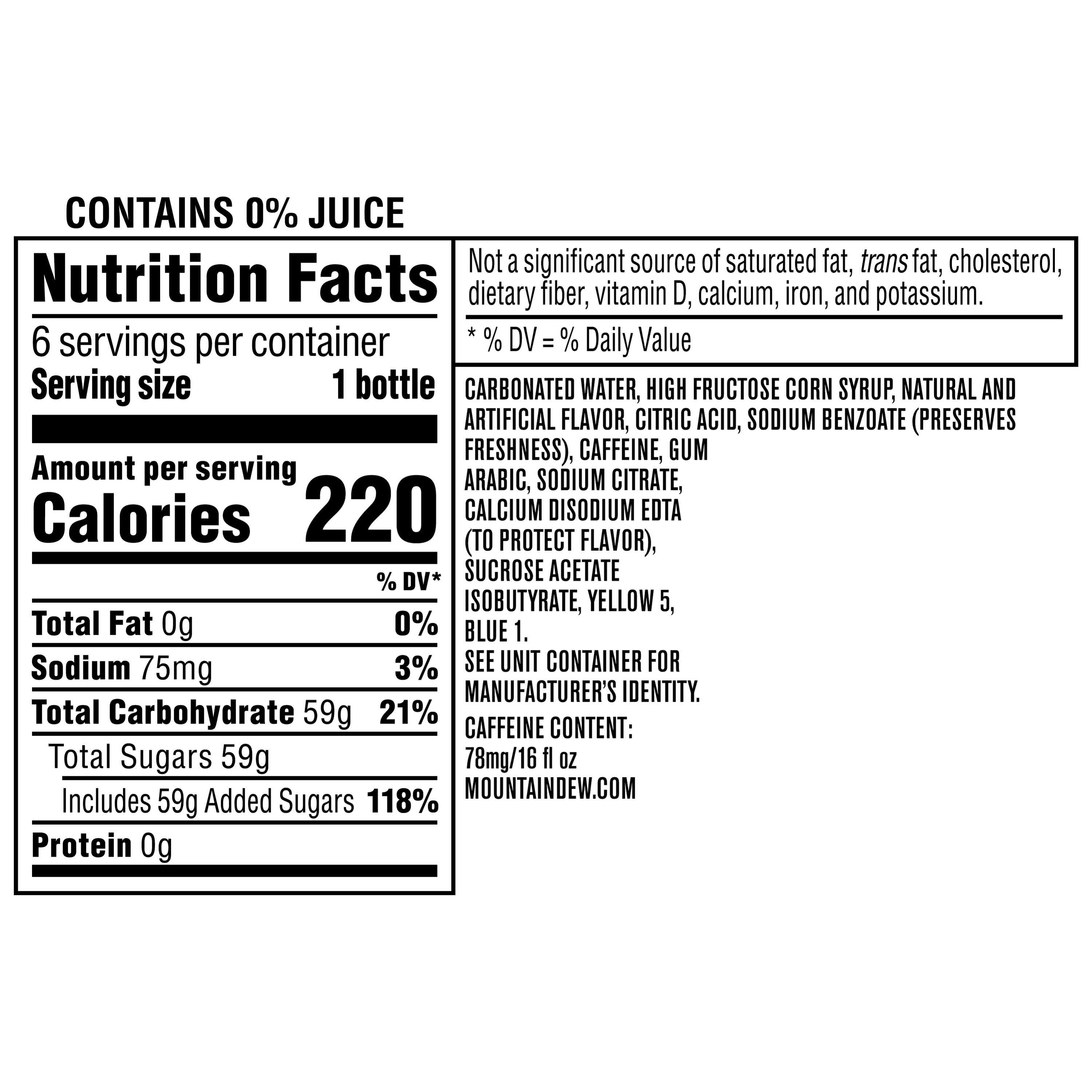 (4 pack) Mtn Dew Baja Blast, 16 oz Bottles, 6 Count