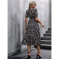 thumbnail image 2 of Women'S Chiffon Floral Dresses Casual Summer Boho Flutter Sleeve Flowy Western Dress Black XL, 2 of 6