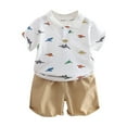 thumbnail image 1 of Odeerbi 1-7 Años Niño Niña Conjunto de Verano Camisa de Manga Corta de Algodón Dinosaurio Pantalón Corto Conjunto de Dos Piezas Estilo Escolar, 1 of 4