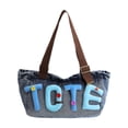 thumbnail image 1 of Bolso de hombro vaquero clásico tipo shopper para eventos, fiestas y compras. Azul claro, 1 of 9