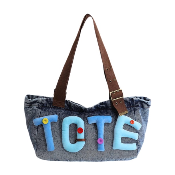 Bolso tote de mezclilla ligero, bolso de hombro informal de mezclilla para mujer, ideal para fiestas, y trabajo. Azul claro