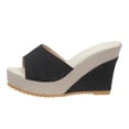thumbnail image 6 of Dakaela Platform Wedge Sandals for Women Denim Slip on Dress Slides Comfortable Summer Beach Shoes, 6 of 7