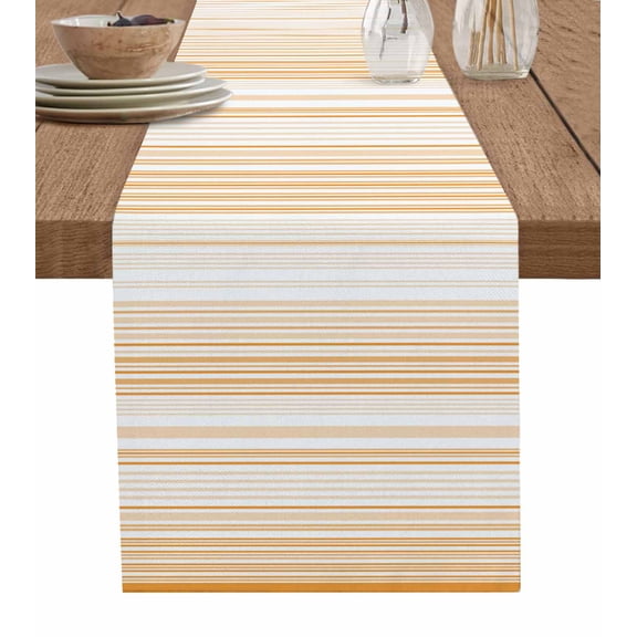 ERUNPONLY Orange Stripe Table Runner - 70 Inch Long Abstract Art Modern Vertical Striped Cotton and Linen Blended Dress Scarves Farmhouse Table Runner for Kitchen Dining, Coffee Table, 13"x70"