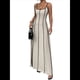 thumbnail image 2 of Vestido de Verano Sin Mangas con Cuello Halter y Contraste de Colores para Mujer Caqui XL, 2 of 7