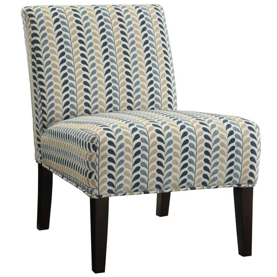 coaster company blue and beige leaf pattern armless accent chair