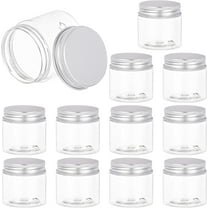 12 Pack 2 Oz(60ml) Plastic Round Jars Clear Jars Containers with Aluminum Screw Lids for beauty products household items or small crafts