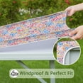 thumbnail image 6 of Pink Pioneer Flower Pattern Square Fitted Tablecloth with Elastic Edge,Square Table Cover,Washable Elastic Table Cover for Home Kitchen Party Decor 34"x34", 6 of 6