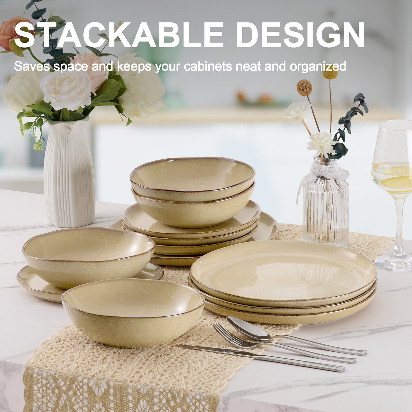 Vesteel Stoneware Dinnerware Set, 12-Piece, Service for 4 photo 6