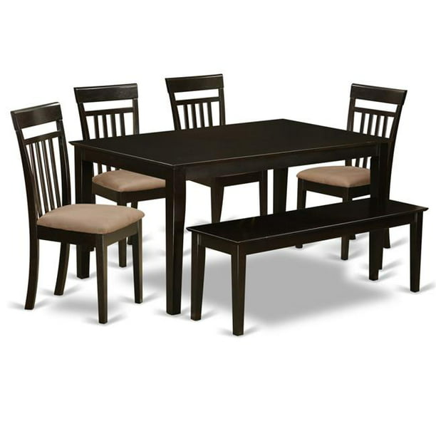 Dining Table Set - Solid Top Kitchen Table & 4 Chairs Plus One Bench