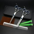 thumbnail image 4 of LNKOO 7Pcs Hair Cutting Scissors Set, Professional Barber Hair Salon Household Children's Stainless Steel Shear Bangs Artifact Thinning Hairdressing Shear with Leather Case (Sliver), 4 of 7
