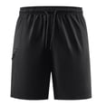 thumbnail image 2 of Summer Mens Shorts Plus Size Elastic Waist Solid Color Men's Active Quick Fast-Drying Fabric Workout Shorts Activewear with Pockets Black S, 2 of 8