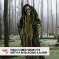 thumbnail image 6 of Life-Size 5.75 ft Animatronic Skeleton Reaper Holding Staff with Lights and Sound, Indoor/Covered Outdoor Halloween Decoration, HHSKEL-7FLSA, 6 of 16