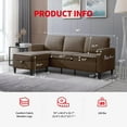 thumbnail image 4 of Puremind Sectional Couch for Living Room, 78inch L Shaped Sectional Sofa with Storage Ottoman and Side Pocket, Living Room Furniture Set,Coffee, 4 of 9