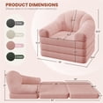 thumbnail image 3 of Yaheetech 2-in-1 Convertible Sofa  Bed Folding Sleeper Chair Bed Chenille Sofa with Armrests  Bean Bag Chair for Living Room, Pink, 3 of 7