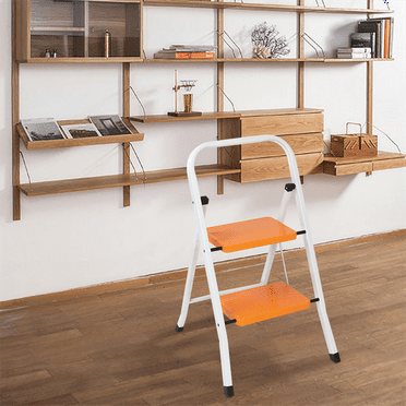 2 Step Ladder Folding Step Stool Steel Anti-Slip Sturdy Wide Pedal