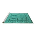 thumbnail image 2 of Ahgly Company Machine Washable Indoor Rectangle Oriental Turquoise Blue Industrial Area Rugs, 3' x 5', 2 of 4