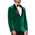 thumbnail image 4 of INSPIRE CHIC Men's Shawl Lapel Blazer One Button Slim Fit Wedding Velvet Tuxedo Suit Jacket L Deep Green, 4 of 4