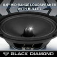 thumbnail image 2 of Black Diamond Dia-CM6.4B 6.5" Mid-Range Loudspeaker with Bullet - 6.5-Inch Midrange, 120 Watts Max, 60 Watts RMS, 4-Ohm, 1" Voice Coil - Replacement Mids for Car or Truck Stereo Sound System (Pair), 2 of 9