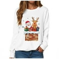thumbnail image 5 of larppty Christmas Sweatshirts for Women Santa Claus Reindeer Gifts Graphic Crewneck Pullover Xmas Holiday Top for Party （White, XXL）, 5 of 6