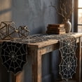 thumbnail image 4 of OutmaxHome Halloween Black Base White Line Spider Web Table Runner, 13x72 Inch Irregular Edge Table Runner, for Holiday Party, Dining Table, Home Gathering, Farmhouse, 4 of 6
