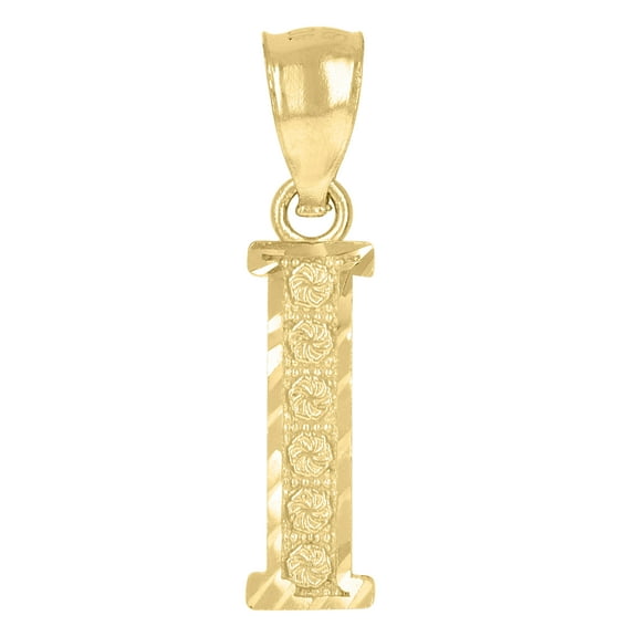 10k Yellow Gold Unisex Initial I Alphabet Charm Pendant