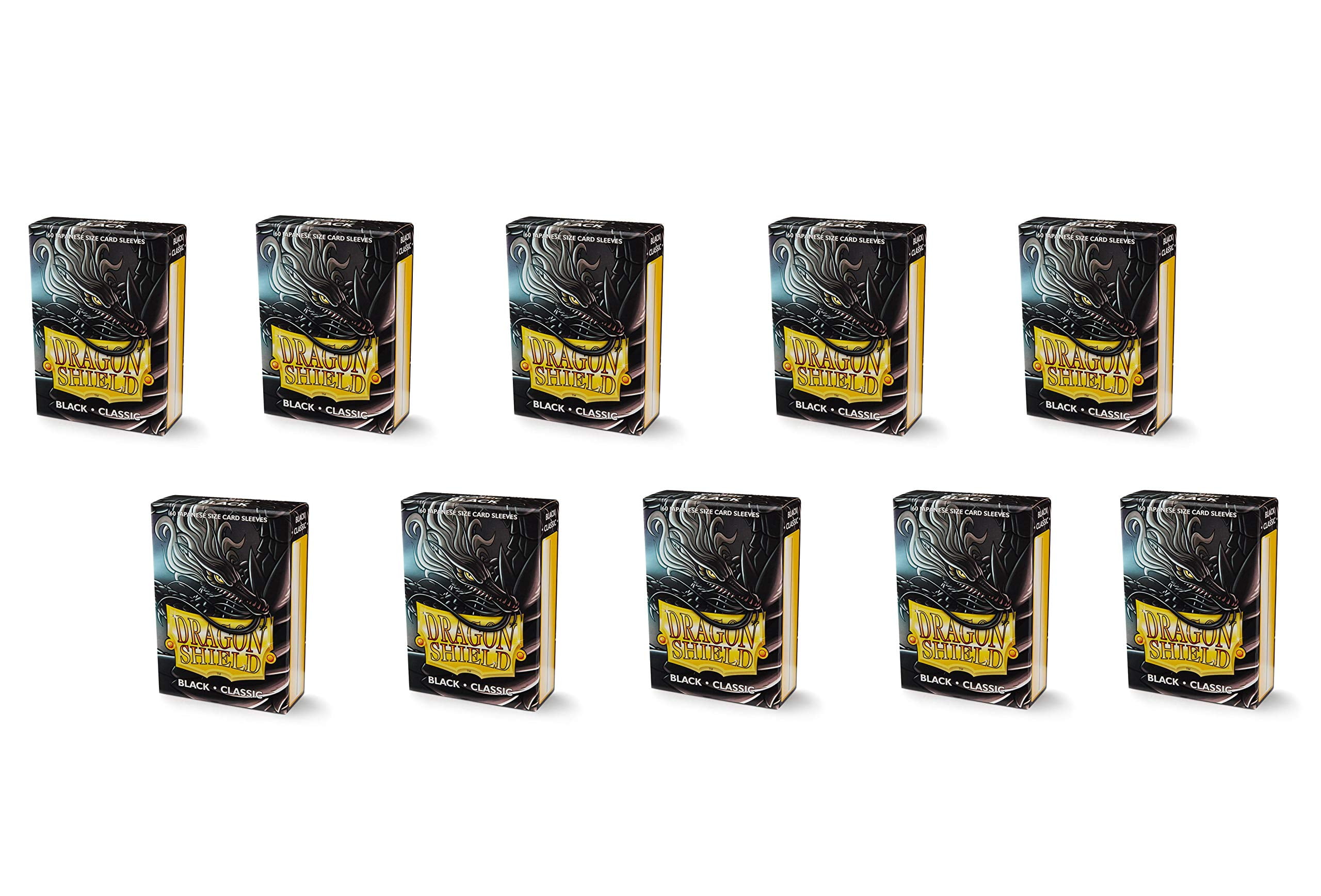 10 Packs Dragon Shield Classic Mini Japanese Black 60 ct Card Sleeves Display Case
