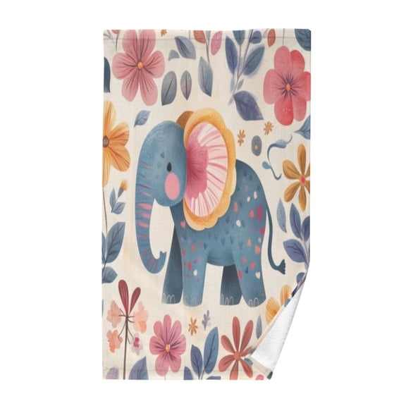 Pure Cotton Face Towel 16x28 Inches Hand Towel Bath Towel Hand Bath Towels Soft Good Water Absorption for Washing Face Wiping Face Colorful Cartoon Elephant