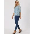 thumbnail image 3 of DARING DIVA Ruffle Hem Floral Blouse Top XS Blue White, 3 of 6