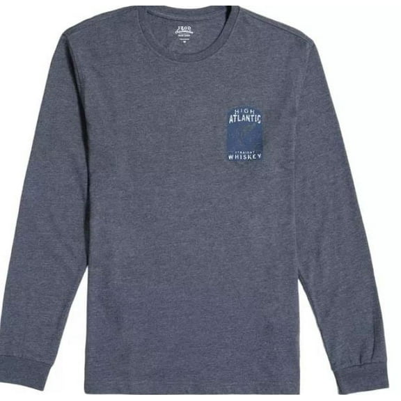 IZOD Men's Long Sleeve Saltwater Graphic T-Shirt, Carbon Heather, Large