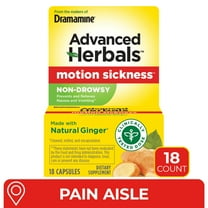 Advanced Herbals by Dramamine, Non-Drowsy Motion Sickness Relief, with Natural Ginger, 18 Count