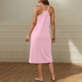 thumbnail image 5 of Horkkom Midi Dresses for Women V Neck Spaghetti Strap Slip Dress Casual Dresses with Pocket Pink L, 5 of 8