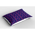 thumbnail image 2 of Ambesonne Tropical Pillow Sham 2 Pack, Hibiscus Blossom Jungle, 36"x20", Persian Blue Dark Coral, 2 of 3