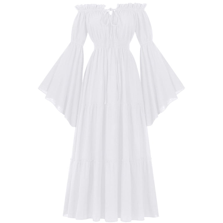 white flowy renaissance dress Women Renaissance Wedding Corset Stays & 3Pc Dress Costume - Ren Faire - Medieval Fantasy Cosplay