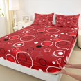 thumbnail image 5 of Manfei Cute Geometric Star Queen Sheets, Circular Dot Queen Sheet Sets, Red Black White, Black Reversible 4-Piece1 Flat Sheet + 1 Fitted Sheet + 2 Pillowcases, 5 of 6