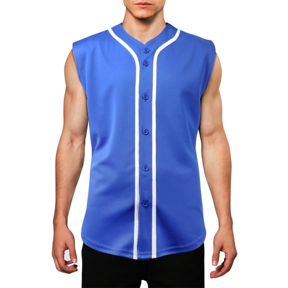 Ma Croix Mens Sleeveless Button Down Baseball Jersey Hip Hop T Shirts