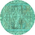 thumbnail image 1 of Ahgly Company Machine Washable Indoor Round Persian Turquoise Blue Traditional Area Rugs, 5' Round, 1 of 4