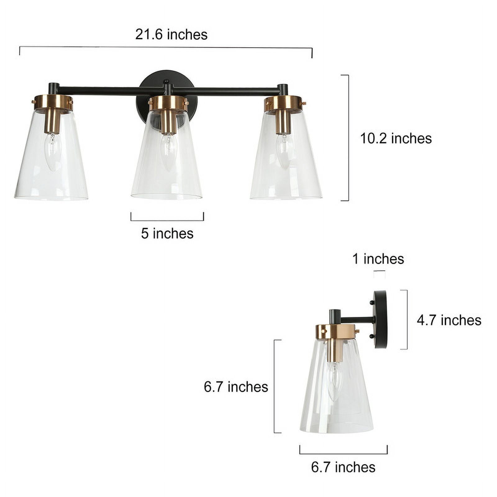 LNC Deferoiry 21.7-in 3-Light Matte Black LED Modern/Contemporary Vanity Light